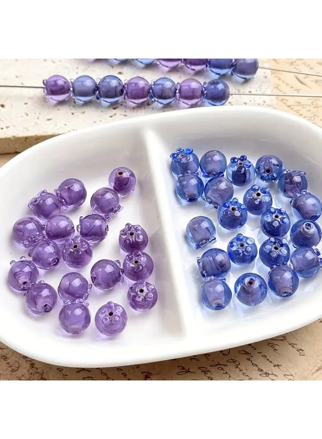 حبات زجاجية شفافة من التوت الأزرق 12 ملم للأزرق لصنع المجوهرات DIY والقلائد والأساور - Image 1